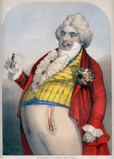 Luigi Lablache, italiensk bas som Dr. Dulcamara i Donizettis Kärlekens elixir av Unknown artist