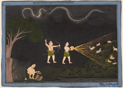 Maharana Jagat Singh II av Mewar (f. 1734–51) Klädd som en Bhil, jagar rådjur på natten av Unknown artist