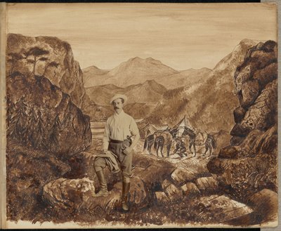 [Man i ett bergslandskap] av Unknown artist