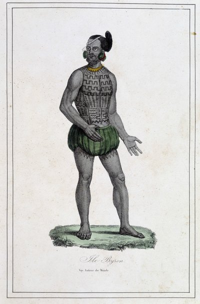 Man of Byron Islands with tattoos (Polynesien) - i "The different peoples of the earth" av Abbe Paul Jonhanneaud, Librairie des Bons livres av Unknown artist