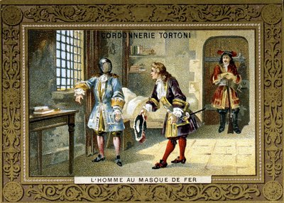 Man med järnmask låser i fängelset Saint Margaret - Chromo of the Shoemaker Tortoni av Unknown artist