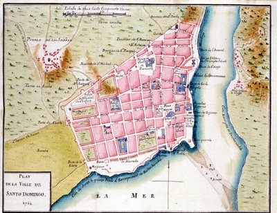 Manuskriptkarta över staden Santo Domingo av Unknown artist