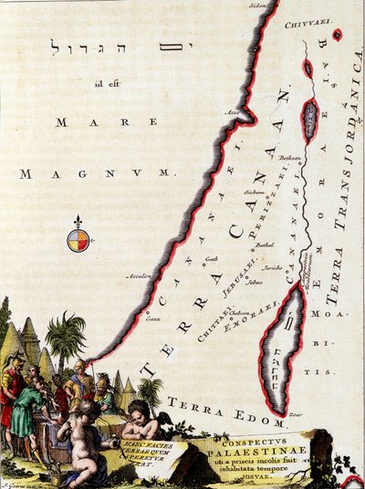 Karta över Kanaan - i "Palestina" av Adrian Relandi av Unknown artist