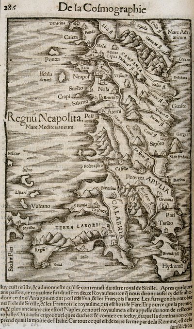 Karta över Italien - i "" Universal Cosmography"" av Unknown artist