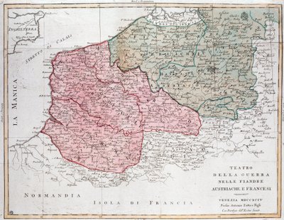 Karta över Flandernkampanjen mellan franska armén och österrikiska armén av Unknown artist