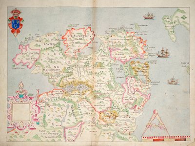Karta över norra Irland, ca 1600 (lagd på linne) av Unknown artist