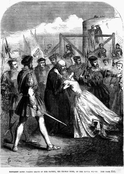 Margaret Roper tar farväl av sin far Thomas More (1478 - 1535), nära Wharf Tower av Unknown artist