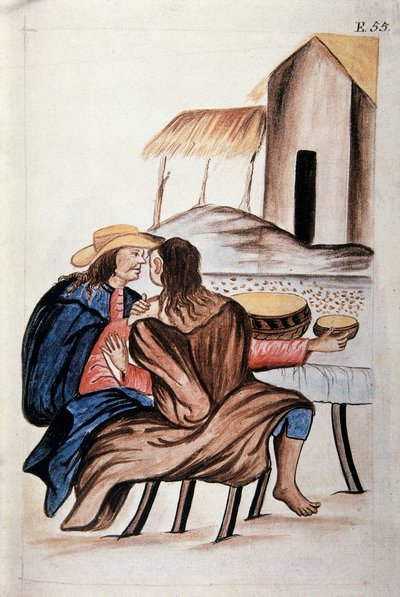 Äktenskapsarrangemang mellan indianer, från boken "Trujillo del Peru" eller "Códice Martínez Compañón", av Baltazar Martinez Compañón y Bujanda, biskop av Trujillo (1782-1785) av Unknown artist
