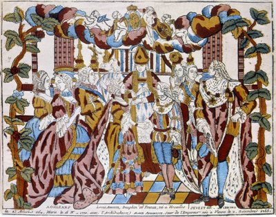Ludvig XVI:s äktenskap med Maris Antoinette, cirka 1774, i Orleans. av Unknown artist