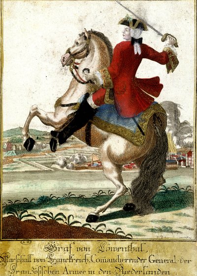 Marskalk Loewendahl (1700-1755) vid slaget vid Fontenoy, Belgien av Unknown artist
