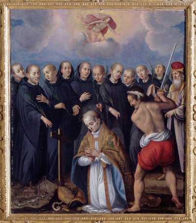 Martyrskap St Berontario, omgiven av hans munkar Anonym målning av Unknown artist