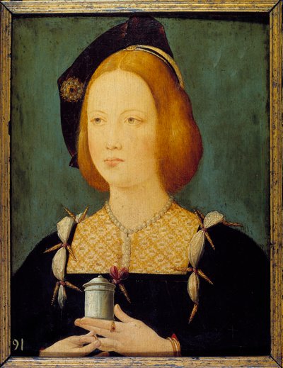 Mary Tudor, drottning av Frankrike - Porträtt av Mary Tudor av England (1496-1534) tredje fru till Ludvig XII. Anonym 1500-talsmålning. Paris, Dekorativ konst av Unknown artist