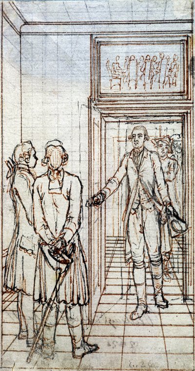 Möte mellan Goethe och Jung Stilling i Strasbourg. 1800-talsteckning. av Unknown artist