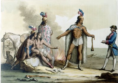 Möte av en västerlänning med indianerna i Patagonien. av Unknown artist