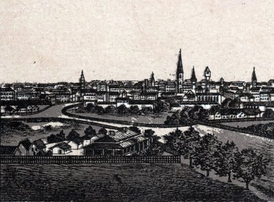 Melbourne, Australien; Allmän översikt. i "The World Illustrates 168 Views" Odaterad (slutet av 1800-talet) av Unknown artist