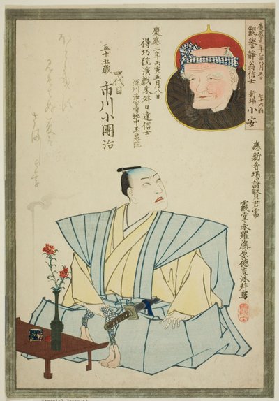 Minnesporträtt av skådespelaren Ichikawa Kodanji IV och poeten Shinba Koyasu av Unknown artist