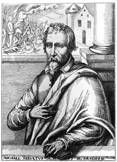 Michel Servet (Michel de Villanueva) (1511-1553), spansk läkare och teolog. Gravyr av Unknown artist
