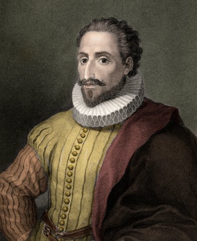 Miguel de Cervantes Saavedra 1547-1616 - gravyr - 1800-talet av Unknown artist