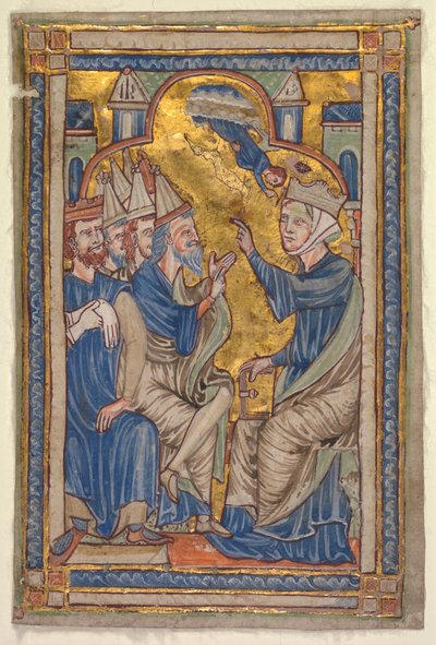 Miniatyr från ett kompendium av heligas liv: Saint Catherine of Alexandria disputerar med de femtio filosoferna av Unknown artist