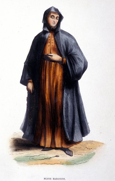 Moine Maronite. Gravyr från ett album på religiösa beställningar, Paris av Unknown artist