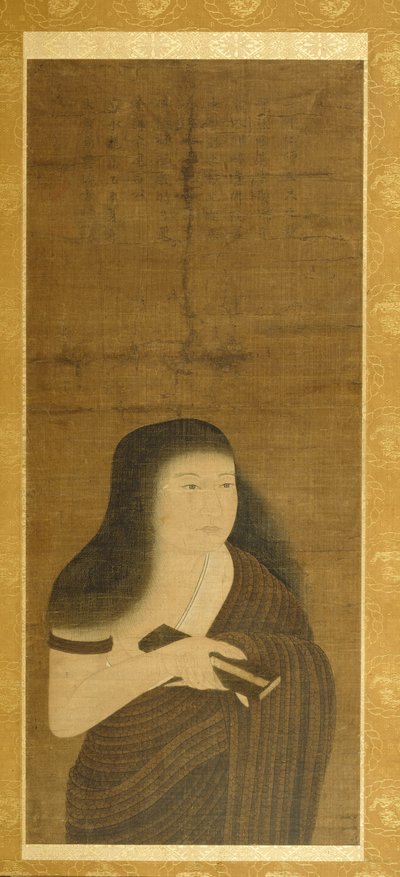 Monju klädd i en dräkt av flätat gräs (Nawa Monju) av Unknown artist