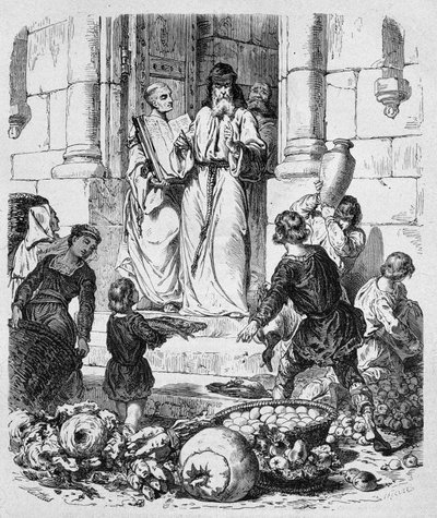 Munkar samlar tionde på folket - i "Histoire des popes", av Maurice Lachatre av Unknown artist
