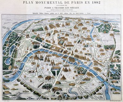 Monumental plan för Paris 1882 av Unknown artist