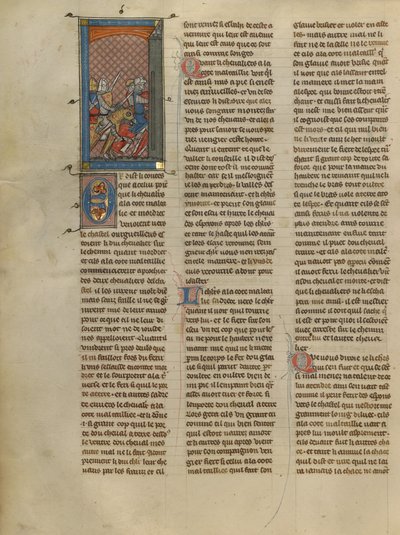 Mordret och Knight i strid med Pursuing Two Knights av Unknown artist