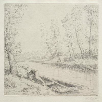 Morgon på floden av Unknown artist