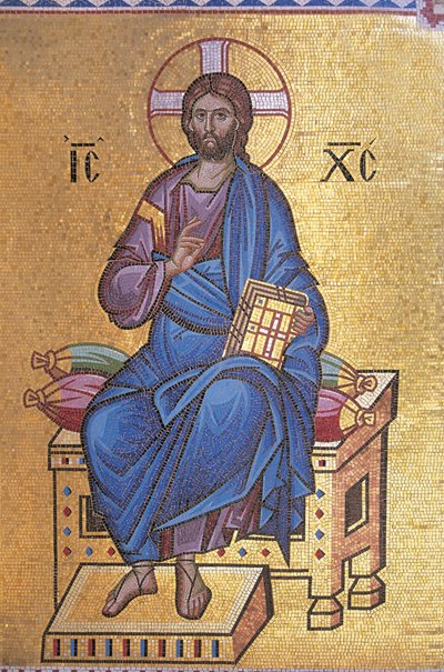 Mosaik föreställande Kristus på tronen av Unknown artist