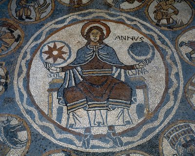 Mosaikgolv föreställande årets månader av Unknown artist