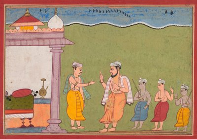 Nanda löser Vasudevas dilemma, från Bhagavata Purana av Unknown artist