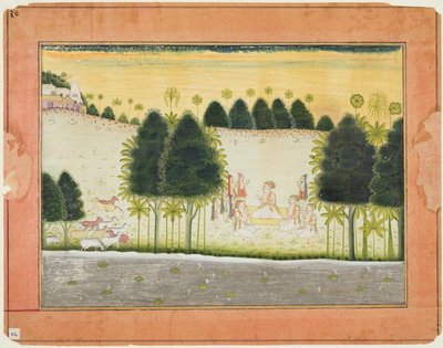 Nanda och de äldste i samråd med koherdarna, från en Bhagavata Purana av Unknown artist