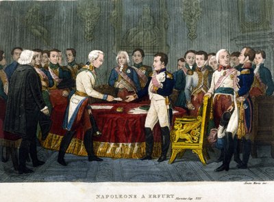 Napoleon I (1769 - 1821) träffade Alexander I i Erfurt 1808. av Unknown artist