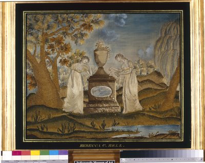Handarbete Mourning Picture (silkestrådar, broderade) av Unknown artist