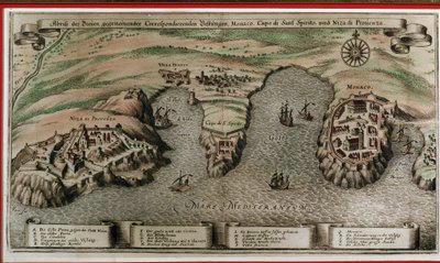 Nice, Villefranche och Monaco på 1600-talet (geografisk decoupe) av Unknown artist
