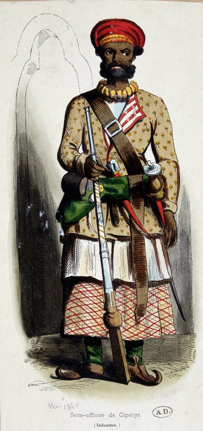 Underofficer (underofficer) cipaye (Indien) - gravyr av Unknown artist