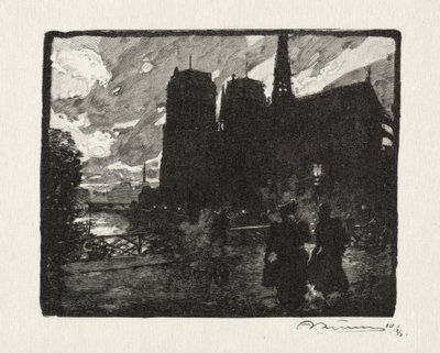 Notre Dame, kväll av Unknown artist
