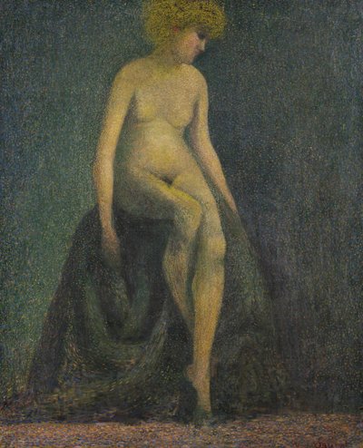 Naken med blont hår, förfalskning på Georges Seurats sätt av Unknown artist