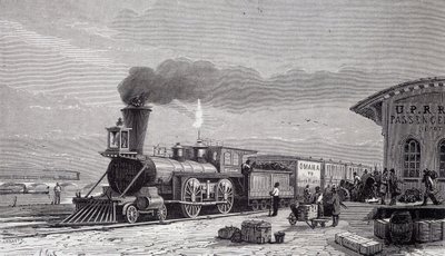 Omaha Station, startpunkten för Pacific Railway - i "" Tour du monde" av Unknown artist