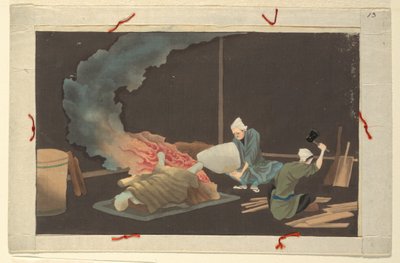 En av sexton scener av en mans död och begravning av Unknown artist