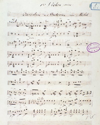 Inledande sida av operan Stratonice av Mehul (1792) av Unknown artist