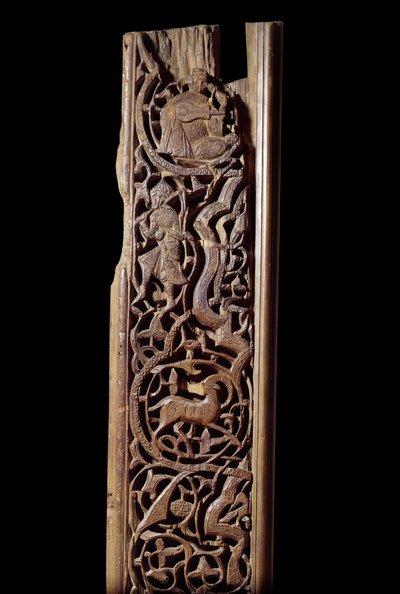 Orientalisk konst: snidad träpanel. 1200-talet. Detalj. Paris, Louvren av Unknown artist