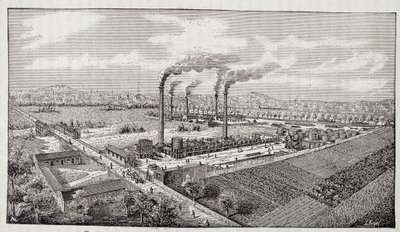 Översikt över Mr Deutschs oljeraffinaderianläggning i Pantin (Seine) av Unknown artist