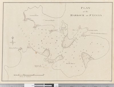 Sida 37c Plan över hamnen i St. Lucia av Unknown artist