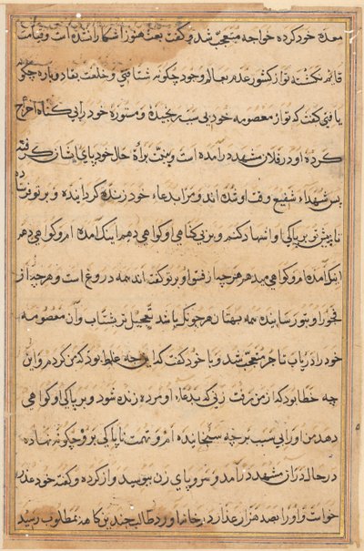 Sida från Tales of a Parrot (Tuti-nama): textsida av Unknown artist