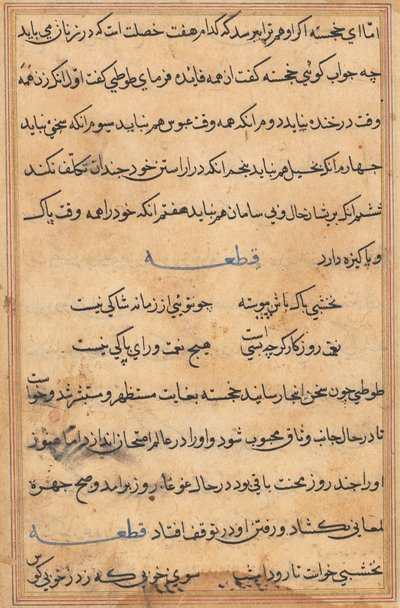 Sida från Tales of a Parrot (Tuti-nama): textsida av Unknown artist