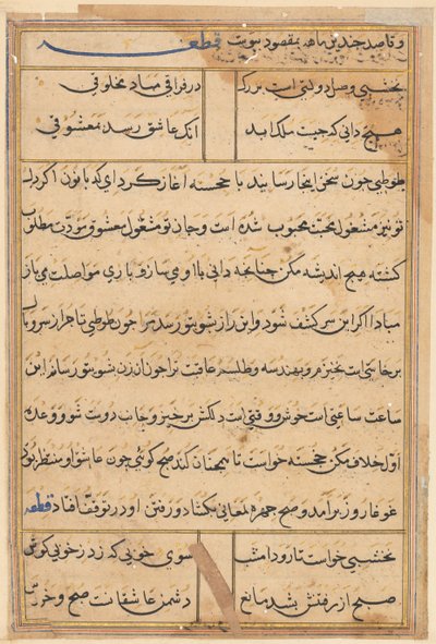 Sida från Tales of a Parrot (Tuti-nama): textsida av Unknown artist