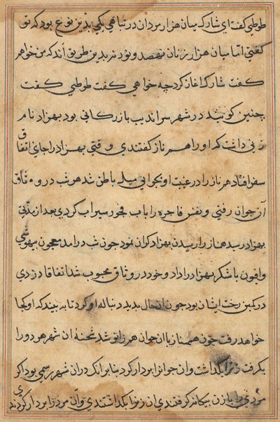 Sida från Tales of a Parrot (Tuti-nama): textsida av Unknown artist