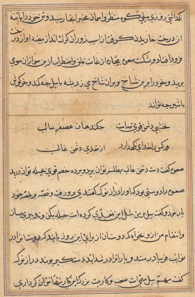 Sida från Tales of a Parrot (Tuti-nama): textsida av Unknown artist
